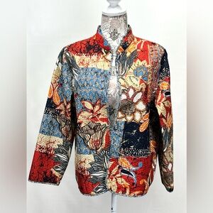 ALFRED DUNNER Red multi color BRYCE CANYON quilted reversible jacket size 10